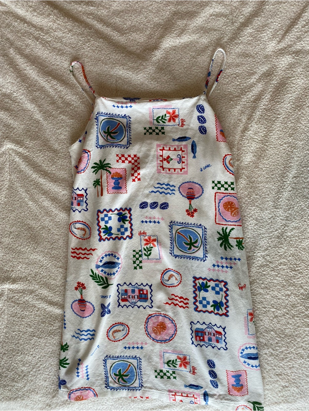 Monteau Los Angeles Amalfi Coast Italy Print Mini Dress Size Large
